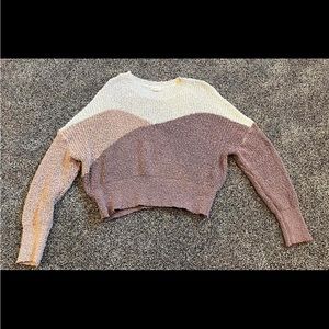Cropped cream, pink, purple Sweater